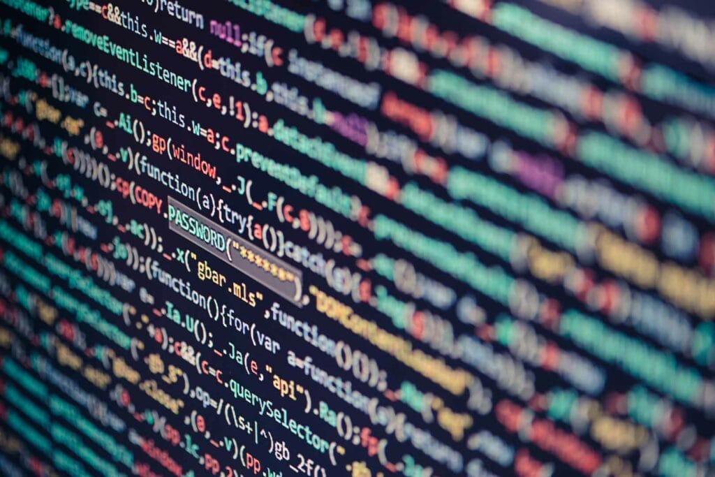 computer screen displaying program code