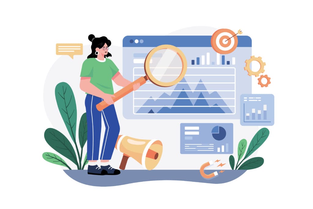 marketing research analyst illustration concept. a flat illustra