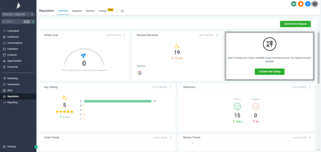 reputation management srm screenshot