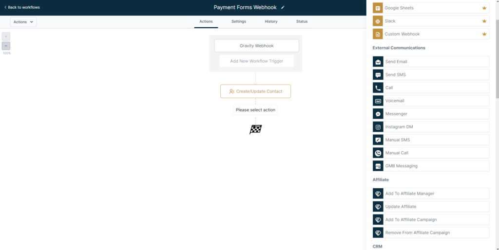 workflows crm screenshot
